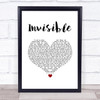 Linkin Park Invisible White Heart Song Lyric Wall Art Print