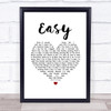 Lionel Richie Easy White Heart Song Lyric Wall Art Print