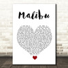 Miley Cyrus Malibu White Heart Song Lyric Wall Art Print