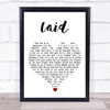 James Laid White Heart Song Lyric Quote Music Print