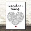 Linkin Park Somewhere I Belong White Heart Song Lyric Quote Music Print