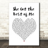 Luke Combs She Got the Best of Me White Heart Song Lyric Quote Music Print