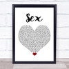 N-Dubz Sex White Heart Song Lyric Quote Music Print