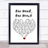 West Side Story One Hand, One Heart White Heart Song Lyric Quote Music Print