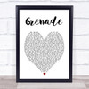 Grenade Bruno Mars Heart Song Lyric Quote Print