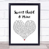 Guns N Roses Sweet Child O' Mine White Heart Song Lyric Quote Print