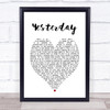 Yesterday Imagine Dragons Heart Song Lyric Quote Print