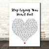Oasis Stop Crying Your Heart Out White Heart Song Lyric Quote Print