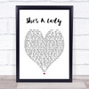 Tom Jones She's A Lady Heart Song Lyric Quote Print