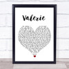 Amy Winehouse Valerie White Heart Song Lyric Print