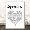 Earth Wind and Fire September White Heart Song Lyric Print
