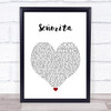 Shawn Mendes & Camila Cabello Señorita White Heart Song Lyric Print