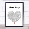 Pink I Am Here White Heart Song Lyric Print