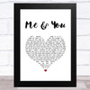 Diana Vickers Me & You White Heart Song Lyric Music Art Print