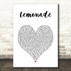 Internet Money Lemonade White Heart Song Lyric Music Art Print