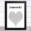 Internet Money Lemonade White Heart Song Lyric Music Art Print