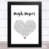 Kodaline High Hopes White Heart Song Lyric Music Art Print