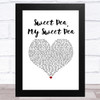 Paul Weller Sweet Pea, My Sweet Pea White Heart Song Lyric Music Art Print