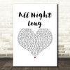 Rainbow All Night Long White Heart Song Lyric Music Art Print