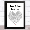 Rüfüs Du Sol Treat You Better White Heart Song Lyric Music Art Print