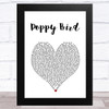 Bromheads Jacket Poppy Bird White Heart Song Lyric Music Art Print