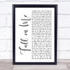 Andrea Bocelli Fall on Me White Script Song Lyric Print