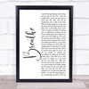 Faith Hill Breathe White Script Song Lyric Print