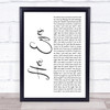 Fame On Fire Her Eyes White Script Song Lyric Print