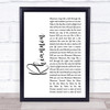 Fleetwood Mac Rhiannon White Script Song Lyric Print