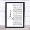 Florida Georgia Line Blessings White Script Song Lyric Print