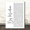 Goo Goo Dolls Big Machine White Script Song Lyric Print