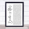 Anna Nalick Breathe (2 AM) White Script Song Lyric Print