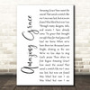 Hymn Amazing Grace White Script Song Lyric Print