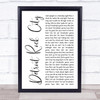 Kiss Detroit Rock City White Script Song Lyric Print