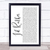 Luther Vandross I'd Rather White Script Song Lyric Print