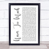 Luther Vandross Never Too Much White Script Song Lyric Print