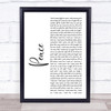 O.A.R. Peace White Script Song Lyric Print