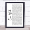 Barenaked Ladies One Week White Script Song Lyric Print