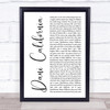 Red Hot Chili Peppers Dani California White Script Song Lyric Print