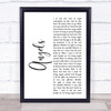 Robbie Williams Angels White Script Song Lyric Print