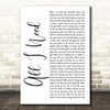 Bart Crow All I Need White Script Song Lyric Print