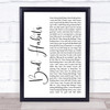 Silverstein Bad Habits White Script Song Lyric Print