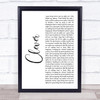 Beartooth Clever White Script Song Lyric Print