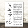 The Killers Read My Mind White Script Song Lyric Print