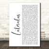 Tool Lateralus White Script Song Lyric Print