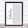 Tool Lateralus White Script Song Lyric Print
