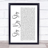 Whitney Houston Step By Step White Script Song Lyric Print