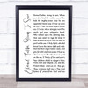 William Whiting Eternal Father, Strong To Save White Script Song Lyric Print