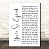 Blur You're So Great White Script Song Lyric Print