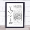 Blur You're So Great White Script Song Lyric Print